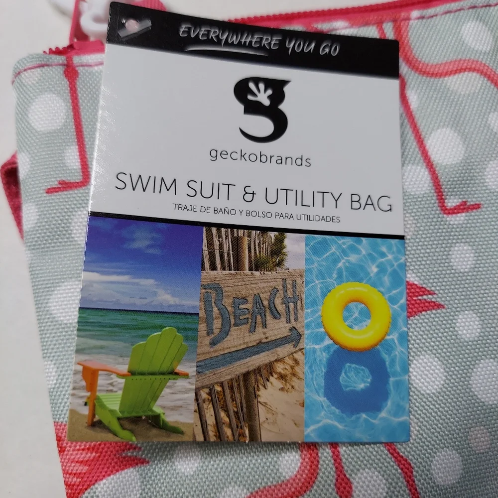 Flamingo Geckobrand Swimsuit Bag Wristlet - Picture 6 of 9